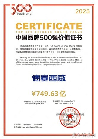 喜讯！黄金城集团西威连续四年上榜“中国品牌500强”